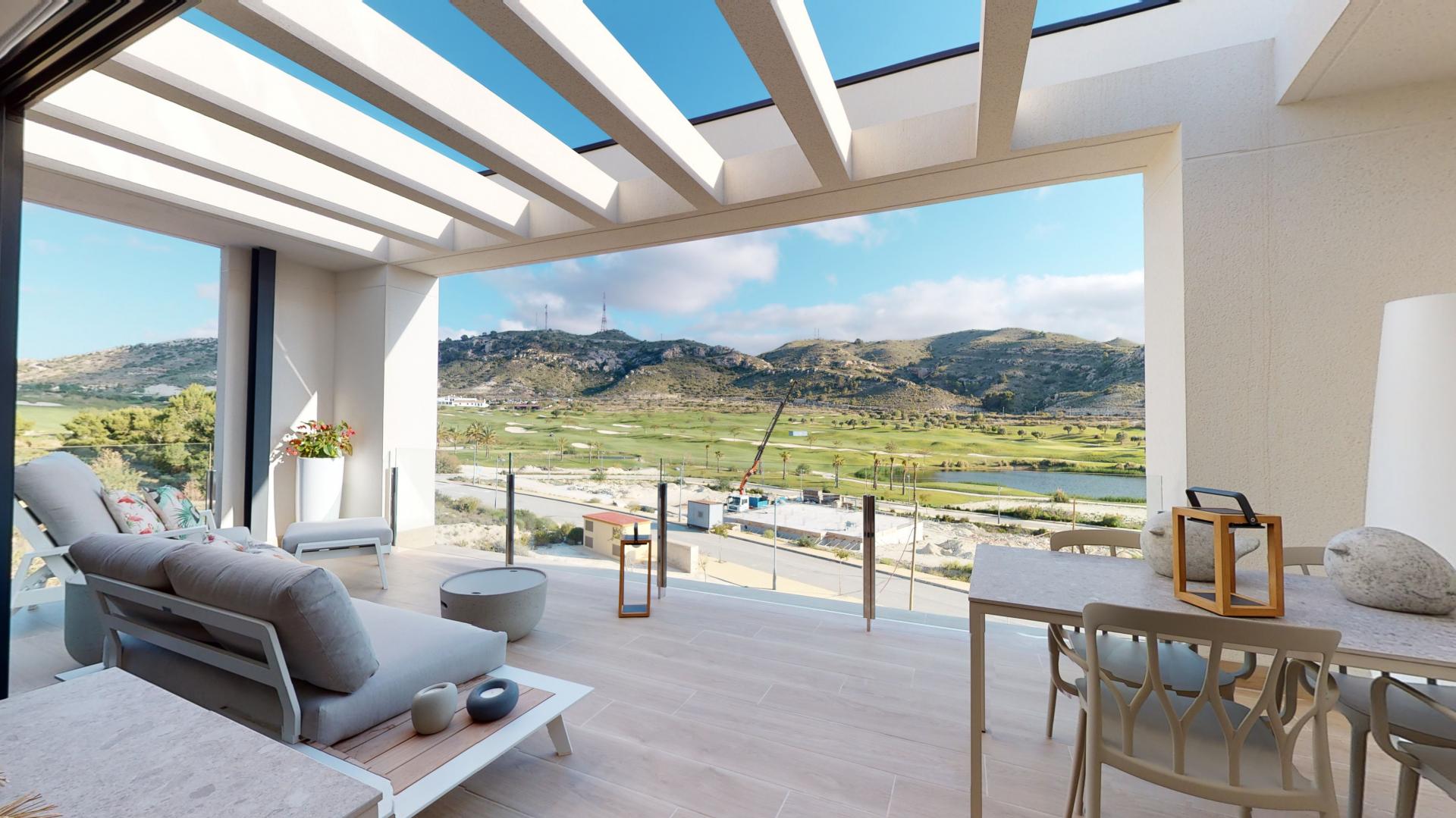 Topfloor duplex appartementen met prachtig uitzicht op golfresort in Medvilla Spanje