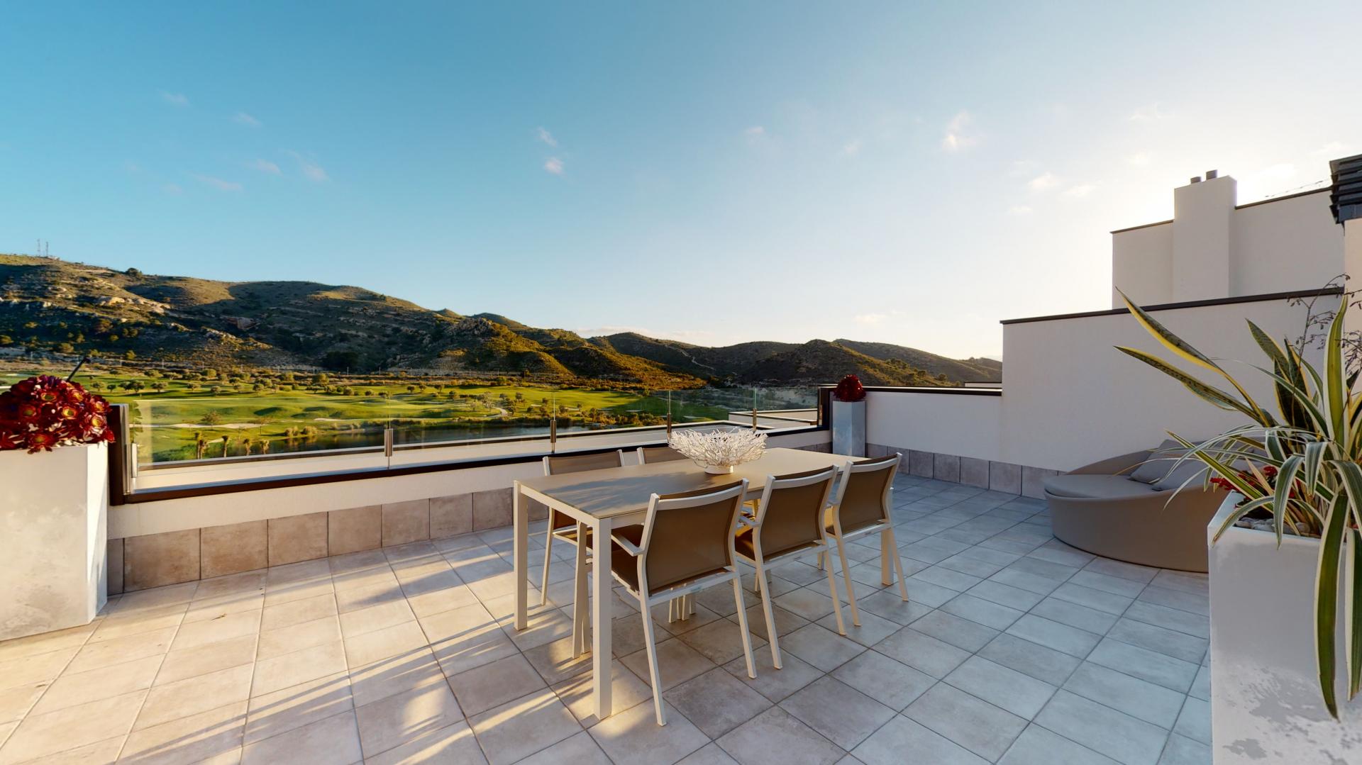 Topfloor duplex appartementen met prachtig uitzicht op golfresort in Medvilla Spanje