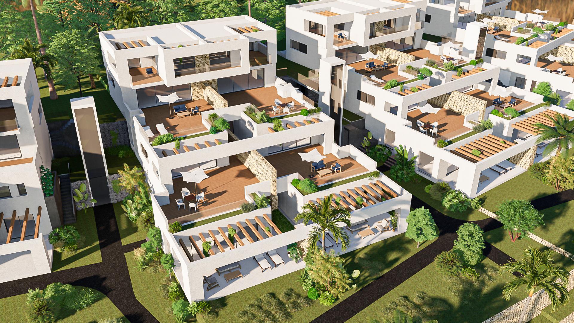 Topfloor duplex appartementen met prachtig uitzicht op golfresort in Medvilla Spanje