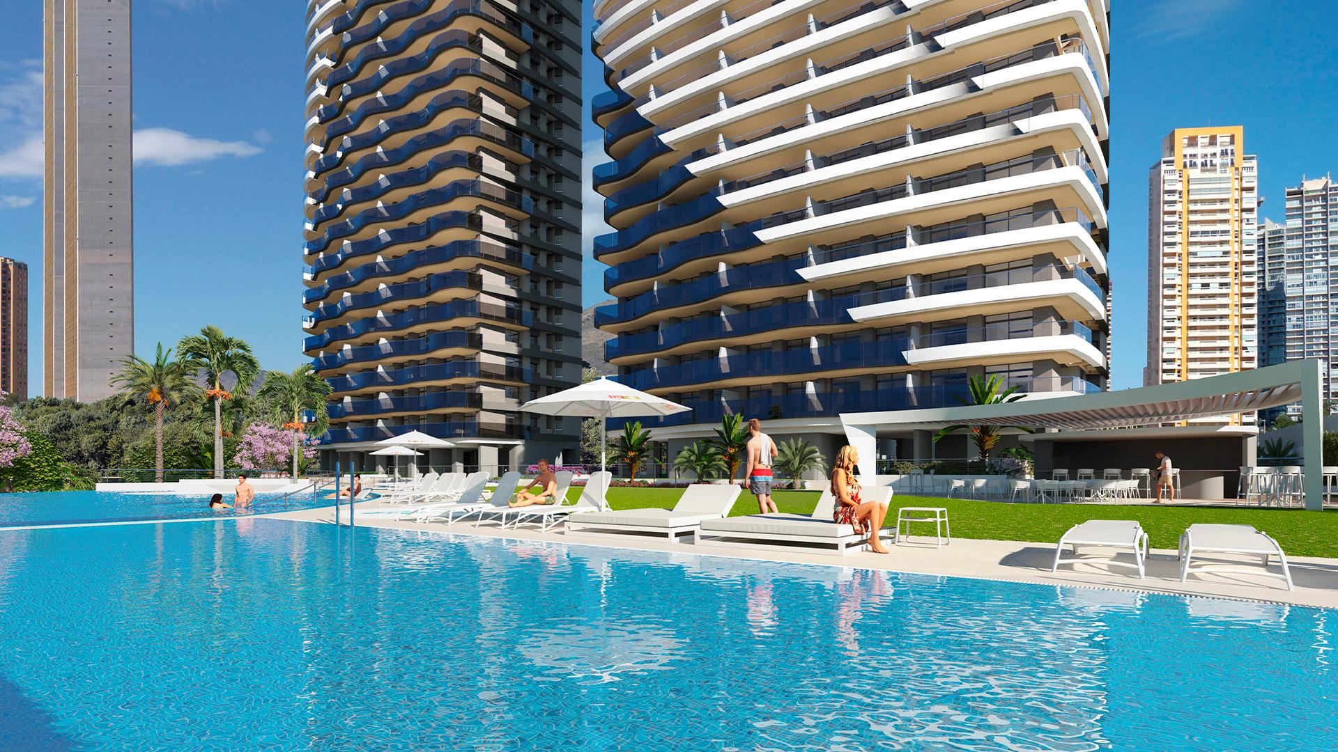 3 slaapkamer Appartement met terras in Benidorm - Nieuwbouw in Medvilla Spanje